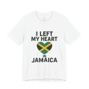 I Left My Heart in Jamaica T-Shirt | Jamaica Flag Heart Tee (Black Text)